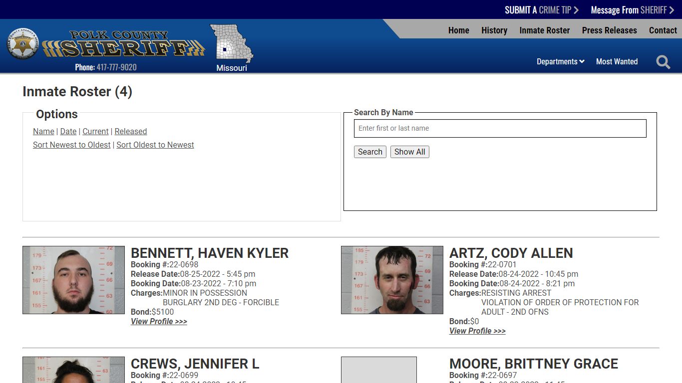 Inmate Roster - Released Inmates Booking Date Descending - Polk County ...